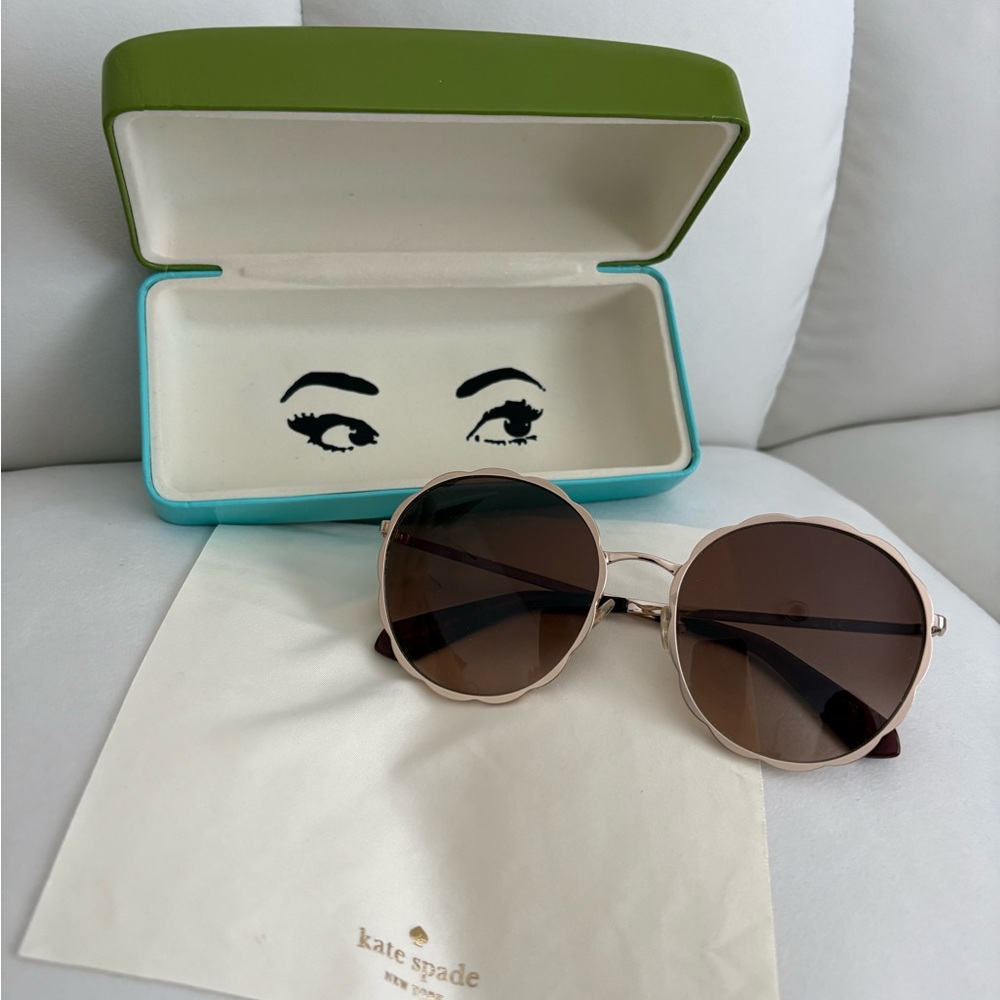 Kate Spade Gold Brown Glasses with Round Metal Frame